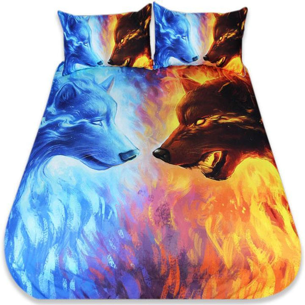 3D Animal Housse de Couette Loup Noir Blanc Gris Rouge Bleu Galaxie Planète  Glace Feu Loup Literie 1 Personnes Housse de Couette, Enfants Garçons Ad